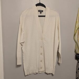 Express open knit oversized button up cardigan